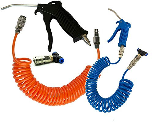Topolenashop Tubo Aria Compressa Flessibile da 5 Metri + Pistola Soffiaggio in Poliuretano (PU) per Compressori e Camion