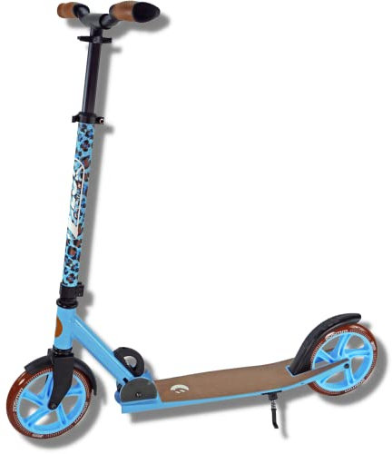 Best Sporting Scooter Erwachsene und Kinder I klappbarer Roller mit Ständer I blau - Leopard I stilvoller City-Roller für Erwachsene I Tretroller mit Rollengröße 205 mm I ergonomischer Lenker