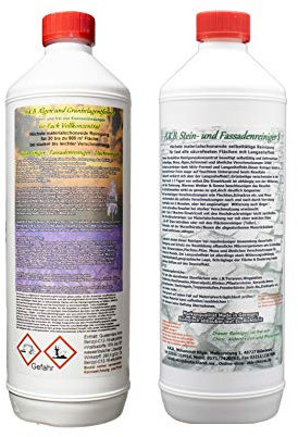 Set A.K.B.Algen-und Grünbelagentferner 60-Fach Konzentrat + Stein-und Fassadenreiniger S, 4102 (1L+1L) Steinreiniger,Flechtenentferner