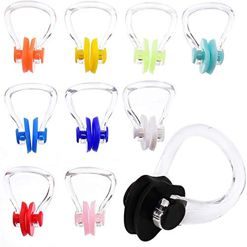 Nasenklammer Schwimmen,Silikon Nasen Clip Schutz 10 Stück Wasserdichte Nasenklammer für Erwachsene und Kinder Schwimmen Freitaucher und Anfänger