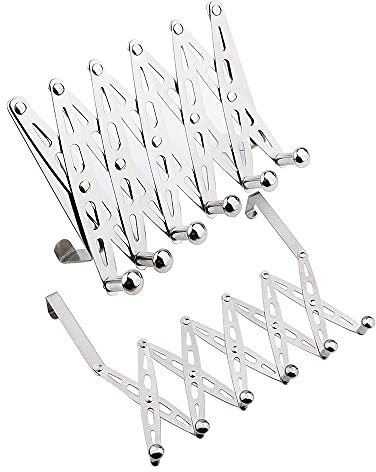 Türgarderobe zum Einhängen mit 6 Haken Edelstahl Tür Hakenleiste Erweiterbar Falz Türhaken Badezimmer Garderobe Schlafzimmer Kleiderhaken Handtuchhalter 2er set