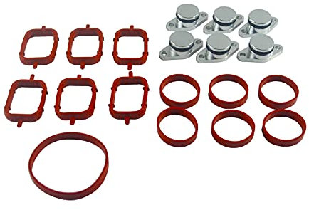 ZEALfix Kit de colector de entrada 6 tapas de válvula de 22 mm + 13 juntas de entrada 11617790198 para B-M-W M47 E87 E46 E90 E91 E92 E93 E39 E60 E83 E53 11612246945 11612245439