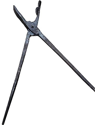 Tenaza de forja Pinzas planas Pinzas de herrero 500 mm 1,3 kg Negro Forja del yunque del herrero Tenaza de forja para la fabricación de cuchillos