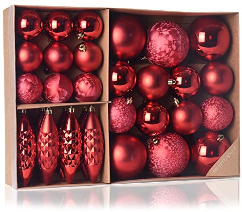 com-four® 31-teiliges Set Hängedeko Weihnachten, Christbaumkugeln | Christbaumschmuck