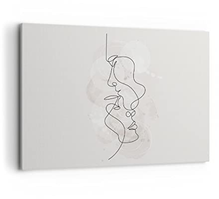 Leinwandbild 100x70cm Wandbild Menschen Kunst - 4629 | Einzel Linie Mann Groß Wanddekoration Wohnzimmer Schlafzimmer Küche Wanddeko Wand Kunstdruck Wandkunst Wall Decor ARTTOR