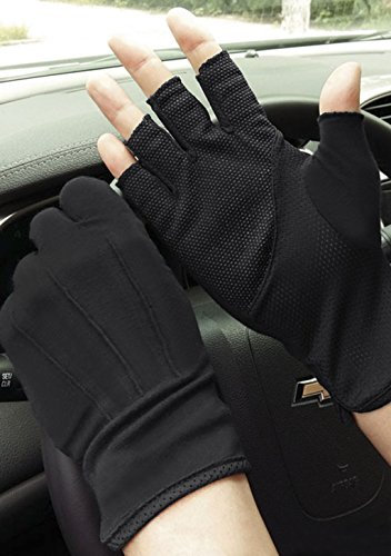Halbfinger Handschuhe Damen Herren Fahrradhandschuhe Baumwolle Fingerlose Handschuhe Rutschfeste Sporthandschuhe Sonnenschutz Sommerhandschuhe Outdoor Fingerhandsche für Radfahren Autofahren Motorrad