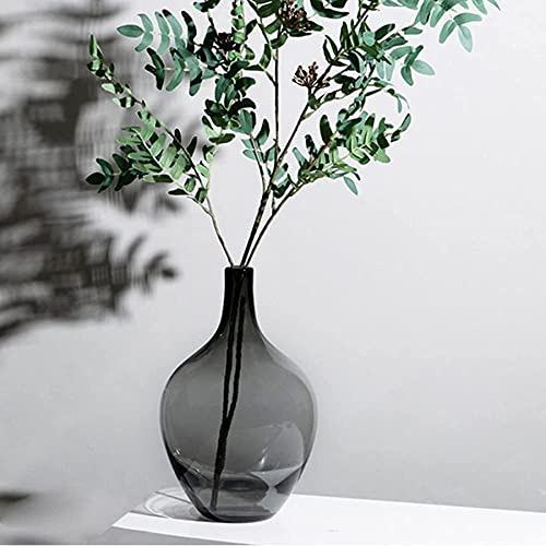 YYDSA Vaso in Vetro Trasparente Nero,Grande Vaso in Vetro per Centrotavola,Vasi Decorativi Interno Moderni(Solo Vaso),Nero S
