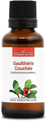 GAULTHÉRIE COUCHÉE BIO - 30 mL - Huile Essentielle de Qualité Premium - 100% Pure, Naturelle, Garantie ChromaCert - Chémotypée et Intégrale - La Compagnie des Sens