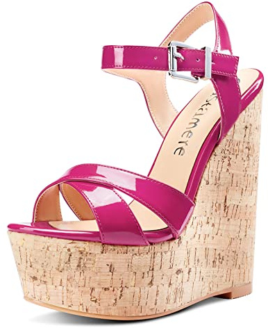 Castamere Escarpins Wedge Femme Bout Ouvert Sandale Cale Bride Cheville Slingback Plateforme Talon