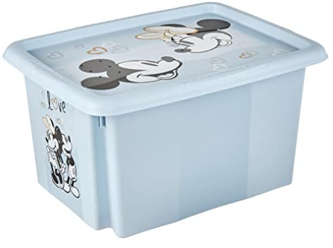 keeeper Micky Mouse Boîte de Rangement avec Couvercle, Pivotante et Empilable, Pour Enfants, 15 L, Karolina, Cloudy Blue