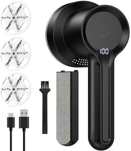 Coovee Levapelucchi Elettrico, Togli Pelucchi Elettrico 2 in 1 Display Digitale a LED, Regolabile a 3 Velocità Leva Pelucchi Elettronico, 3 Lame, Spazzola Elettrostatica, con Scatola Portaoggetti