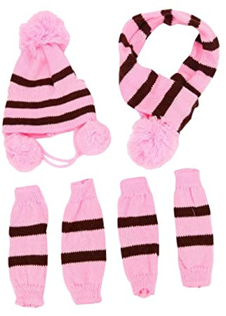 FRCOLOR Strickhaube Und Schal Für Hunde Warmes Winter-kostüm Festival-Street-Kleidung Winter-Accessoires Farbe Rosa Und Braun