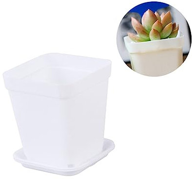 BESPORTBLE Vasi Di Fiori in Plastica Quadrati Spessi 7x7 Cm Fori Di Drenaggio, Piccoli Vasi Plastica Per Piante Succulente, Set Da 6 Pezzi Fondo Rialzato Per Balcone, Ufficio e Soggiorno