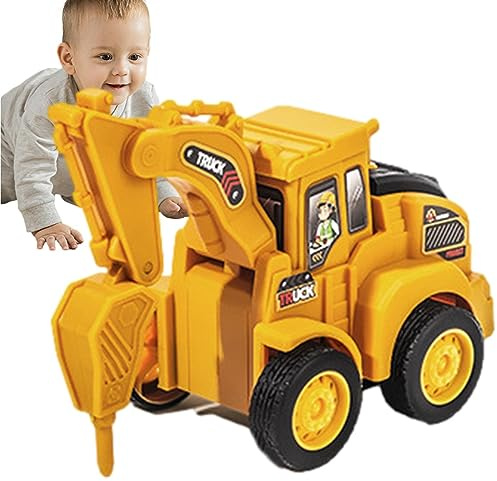 demaxiyad Roller Bulldozers | Construction Vehicles Toys, Portable Reusable Construction Road Roller and Drill Car Battery Drive Birthday Toys for Toddlers Boys