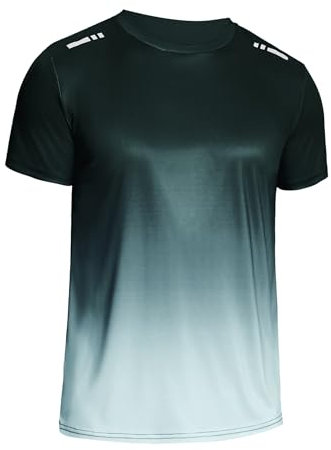 Weardear Sport Tshirts Herren Funktionsshirt Sportshirt Kurzarm Fitnessshirt Trainingsshirt Farbverlauf Sport Muskelshirt Herren Grau XL