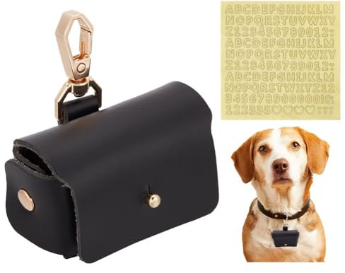 FINGERINSPIRE Ring Bearer Pillows for Dog Collar Imitation Leather Wedding Ring Pillow Box for Pet Black Wedding Ring Storage Case with Alloy Clasps & PVC Stickers for Proposal Engagement Wedding