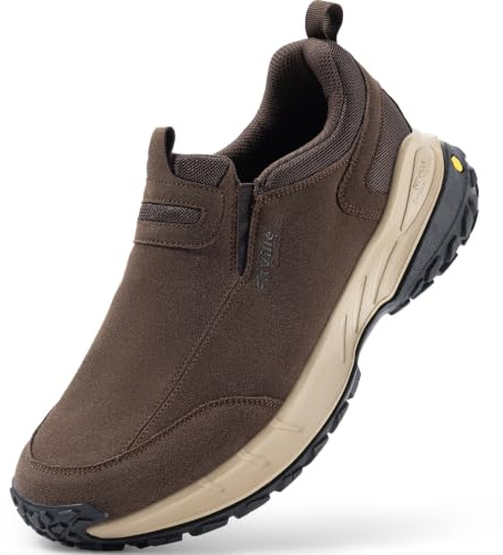 FitVille Extra Anchos Zapatillas de Senderismo Hombre Sin Cordones Zapatos para Nordic Walking Zapatillas Casual Slip-on