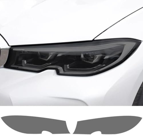 2 Stück Autoscheinwerfer Schutzfolie Frontlicht Transparent Rauchschwarz TPU Aufkleber, Für BMW 3er F30 F31 F34 G20 G21