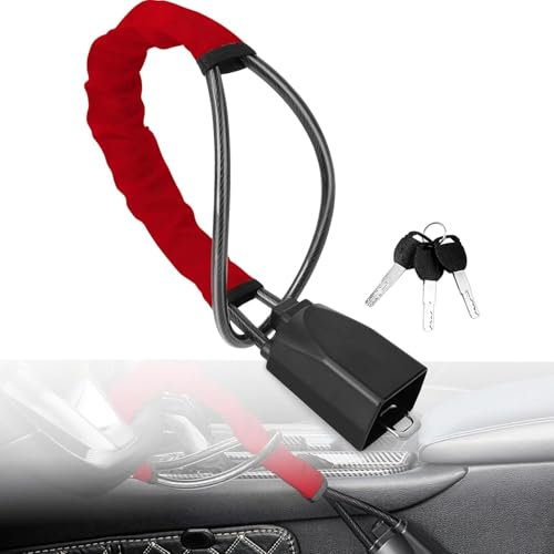 ZHAODG Lenkradkralle, für FIAT Ducato 2012-2014 Lenkradschloss für Auto,Diebstahlsicherung Auto, Sicherheitsgurtschloss, Universelle, 3 Schlüssel,A-Red