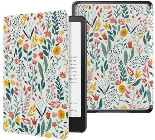 MoKo Hülle für 7 Kindle Paperwhite 12. Gen & Colorsoft, Blume | Leicht&Schlank, Leichte PU, Auto Schlaf/Aufwach, für Kindle Paperwhite 12. Gen 2024&Kindle Colorsoft 1. Gen 2025/2026