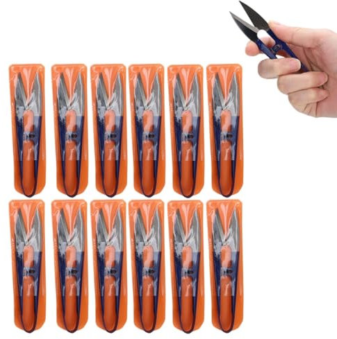 12 Stück Fadenscheren, Fadenschere, U-förmige Garnschere, kleine Nähschere, Feder-Bastelschere für Stickerei, Nähen, Basteln, 10,4 cm