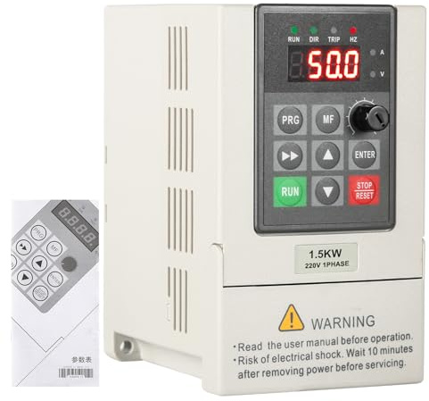DEWIN Inverter 220 380 Trifase,1.5kW Inverter per Motori Trifase VFD Azionamento a Frequenza Variabile Ingresso monofase 220V Uscita trifase 380V(1.5kW)