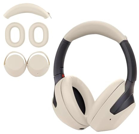 Aiivioll Silicone Protective Covers for Sony WH-1000XM4 WH-1000XM3 Headphones,Sweatproof & Easily Washable/Sony Wh-1000xm4/3 Ear Cover/Headband Cover/Headband Cushion Protector (Off-White)