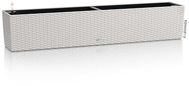 Lechuza Balconera Cottage 100 Jardinière de Balcon avec système d'irrigation, indicateur de Niveau d'eau et Insert pour Plantes, Aspect tressé, 99 x 19 x 19 cm, 15913, Gris Clair
