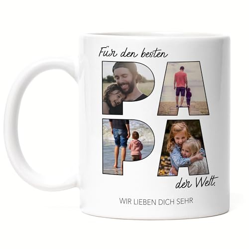 Kiddle-Design Tasse personnalisée avec photo, cadeau d'anniversaire, cadeau de fête des pères, tasse photo avec sa propre image, tasse pour la fête des pères - Blanc