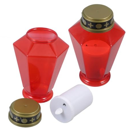 TOPPERFUN 2pezzi Elettriche Led Per Decorazioni e Cimiteri Candelabri Reutilizzabili Design Sacro e Della Per e Cerimonie Religiose
