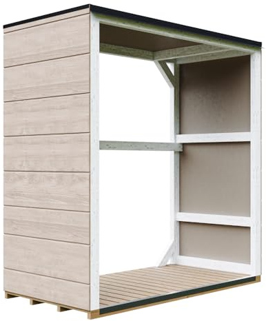 Legnaia da esterno 1,14 m² - 75 x 153 x H159 cm - Deposito da giardino per la legna resistente alle intemperie - TIMBELA M980-1-TERRA BROWN
