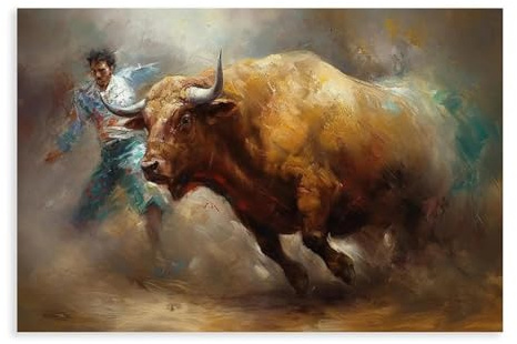 QITJSGD Lienzo artístico de corridas de toros, decoración de dormitorio, paisaje, oficina, habitación, regalo, 30 x 45 cm