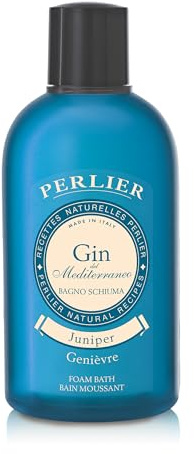 Perlier - Gel de baño de espuma de ginebra mediterránea, 1000 ml, unisex, para todas las pieles, efecto energizante, extracto de enebro, aceites de cítricos y pachuli, perfume inspirado en ginebra