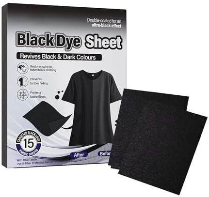 15 Piezas Hojas Tinte Para Ropa Y Textil Negro 11x14cm Restaurador Color Prendas Oscuras Fijador Lavadoras Algodón Seda Para Hogar Mantenimiento Tejidos