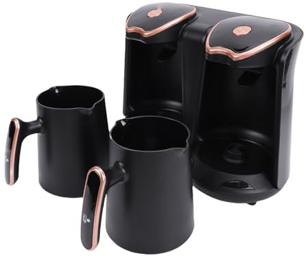 Fockety Turca, Automática Turca Eléctrica de Doble Compartimento de 1200 W con 2 Tazas, para Preparar Bebidas Calientes café Griego