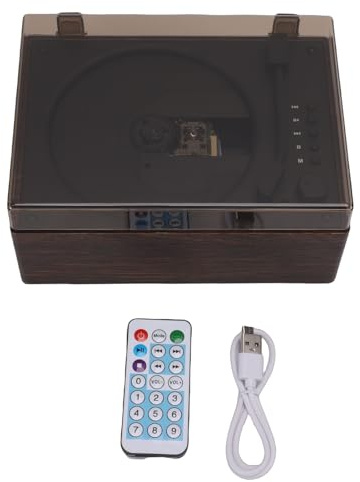 Tosuny Lettore CD Portatile con Design retrò e Bluetooth 5.1, Supporto per Lettore Stereo Personale CD/MP3/USB/AUX, Telecomando, Altoparlante in Legno per Scrivania di Casa e Ufficio (Colore noce)