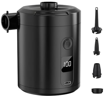 Pompe à air sans fil rechargeable – Gonfleur portable 80 x 80 x 111 mm, batterie 5 200 mAh, débit de 280 L/min avec fonction de remplissage rapide | Jouet gonflable et outil de matelas avec piscine, p