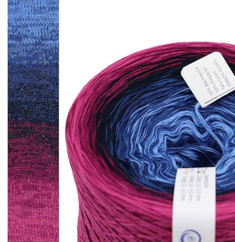 Bobbel Farbverlauf 4-fädig – Verlaufsgarn zum Häkeln und Stricken – Baumwollmischung – für Tücher, Ärmel, Pullover und Decken Farbe Himbeere (1000 m – Standardgröße)