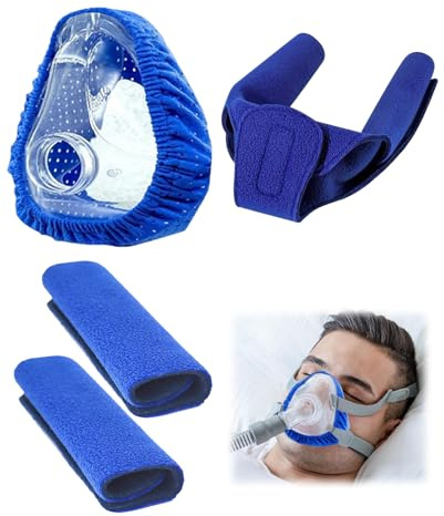 JININOSEU 4er-Set CPAP Maske Zubehör, CPAP Gurtbezüge Gesichtspads, 2 CPAP Masken Liner, Nackenpolster, Wiederverwendbar Schlafapnoe Masken Pads zur Verringerung von Wange Rote Flecken Einbuchtungen