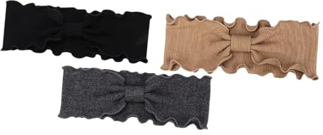 Packung Stirnbänder mit Gewellten Kanten aus Strickstoff | Elastische Passform, Angenehm zu Tragen, 3 Stück, für Fitness und Alltag, Haaraccessoire