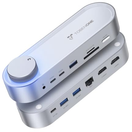 TobenONE USB C Laptop Docking Station Dual Monitor, 100W PD, 5×USB 10Gbps