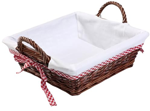woodluv Storage Baskets Willow, Basket to make hamper, Handmade Woven Organizer Basket, Hamper basket Storage Basket for shelves, 33x31 cm - Square