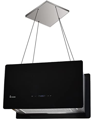 Hotte aspirante cuisine 60 cm | Hotte Îlot | acier inoxydable | verre noir | Opération tactile | CUBE60S