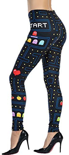 Ndoobiy Women's Printed Leggings Full-Length Regular Size Workout Leggings Pants Soft Capri M1-game61-1