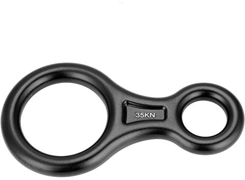 Tbest Climbing 8 Ring Terminal 8 Descender, 35KN Heavy Duty Climb Aluminum Figure 8 Descender Rigging Plate, Outdoor Rappel Rock Climbing Gear Downhill Ring Equipment Belay Device(Black)