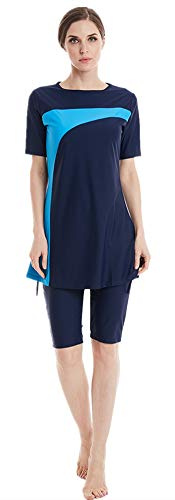 ShuoBeiter Muslimischer Badeanzug Neu Muslimische Bademode Burkini für Damen Frauen Mädchen Hijab Short Sleeve Islamische Schwimmanzug UV Schutz Bescheiden Muslim Swimwear (2, XL)