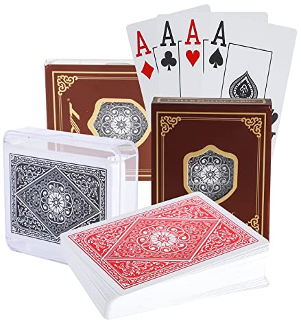 Two Decks Of Poker Cards, Waterproof Pvc Playing Cards, Black & Red