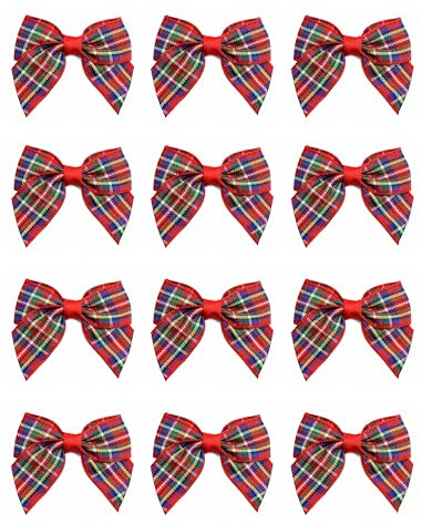 Italian Options Schleifenband mit Schottenkaro, 12 Stück, 4 cm Schleifenbreite, Highland