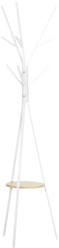 HOMCOM Porte-Manteau Trépied Design Contemporain 45L x 45l x 180H cm Blanc | Branches, Étagère + 9 Patères, Métal