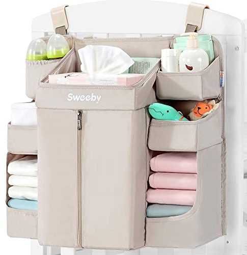 Sweeby Diaper Organizer for Changing Table and Crib - Nursery Diaper Stacker Hanging Caddy for Baby Essentials